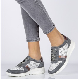 Läderskor Filippo DP1389 / 20 Wh Gr Grå vit gul 1