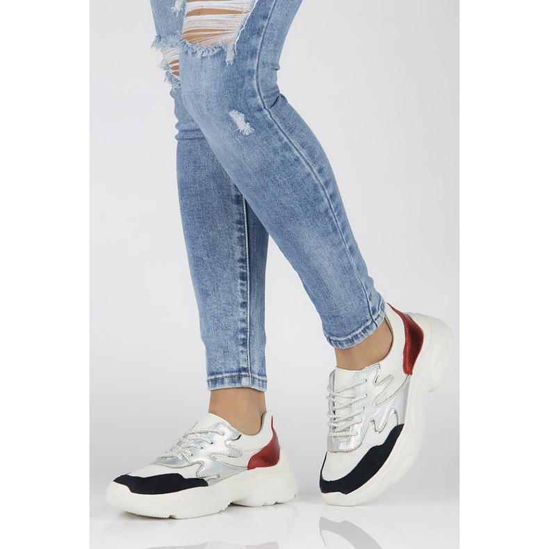 Lädersneakers Filippo DP1410 / 20 Wh Rd vit röd 1