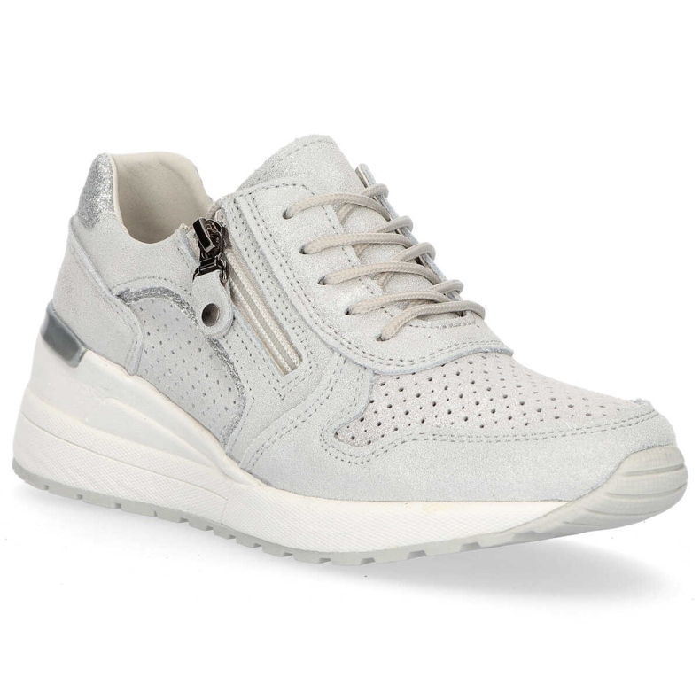 Lädersneakers Filippo DP1423 / 20 Si silver marinblå 2