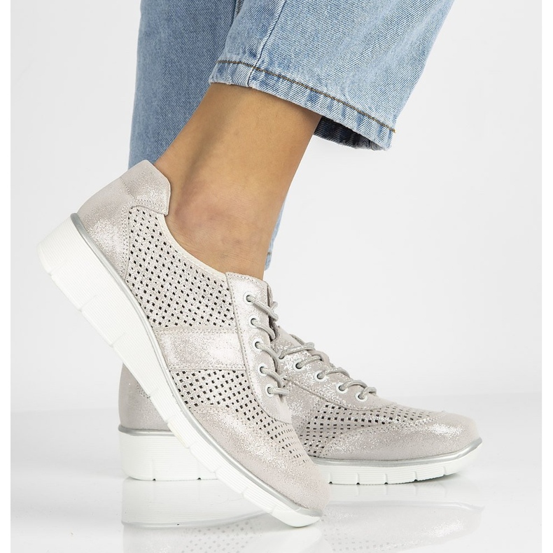 Läderskor Filippo DP028 / 21 Si silversnörade silver- 2