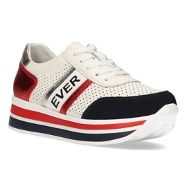 Läder Sneakers Filippo DP1414 / 21 Wh vit röd marinblå 1