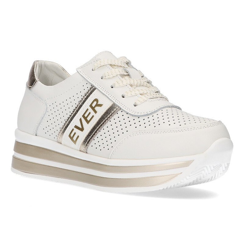 Läder Sneakers Filippo DP1414 / 21 Wh Go vitguld gyllene 1