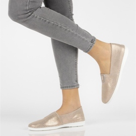 Läder slip-on skor Filippo DP2134 / 21 Go golden gyllene 1