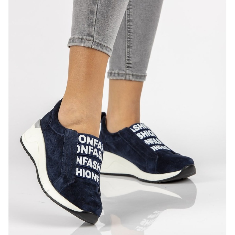 Läder Sneakers Filippo DP2053 / 21 Nv marinblå 1