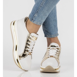 Lädersneakers Filippo 096 vit och guld gyllene 1