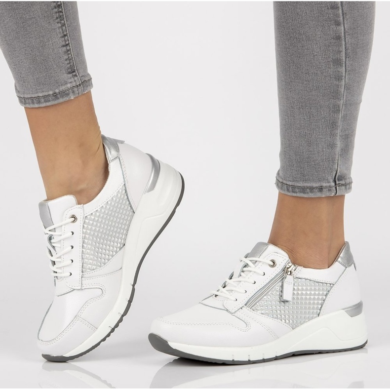 Läder Sneakers Filippo DP2052 / 21 Wh vit 1