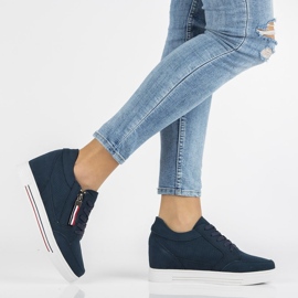 Läder wedge sneakers Filippo DP2350 / 21 Nv marinblå 1