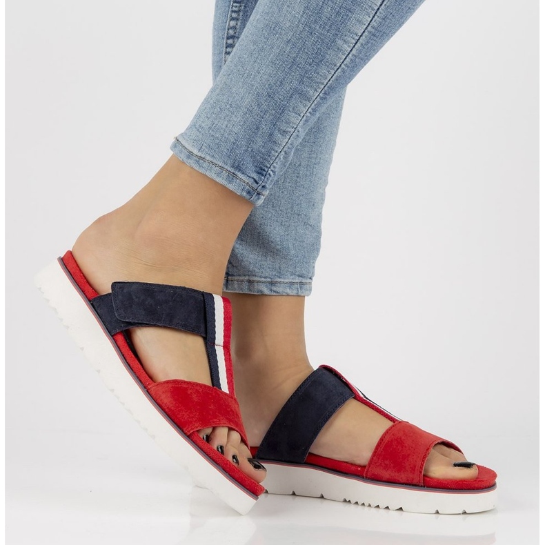 Skinntofflor Filippo DK2170 / 21 Rd Nv röd marinblå 1