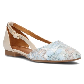 Läderskor Filippo 4972A beige och turkos 1