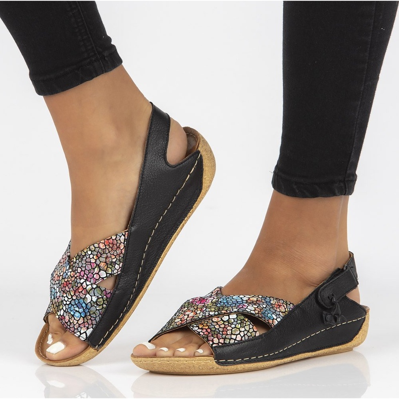 Lädersandaler Filippo 00994-57 / 00-5 svart flerfärgad 1