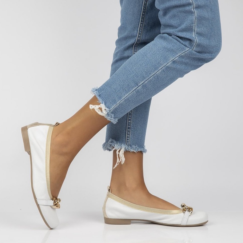 Läder Filippo 100 ballerinas vita 1