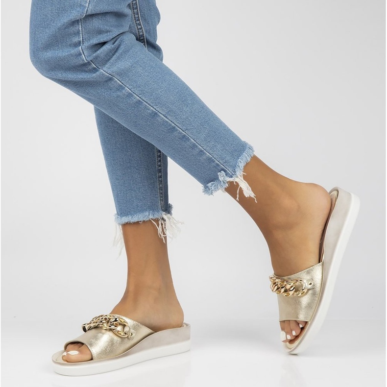 Skinntofflor Filippo 105 guld gyllene 2