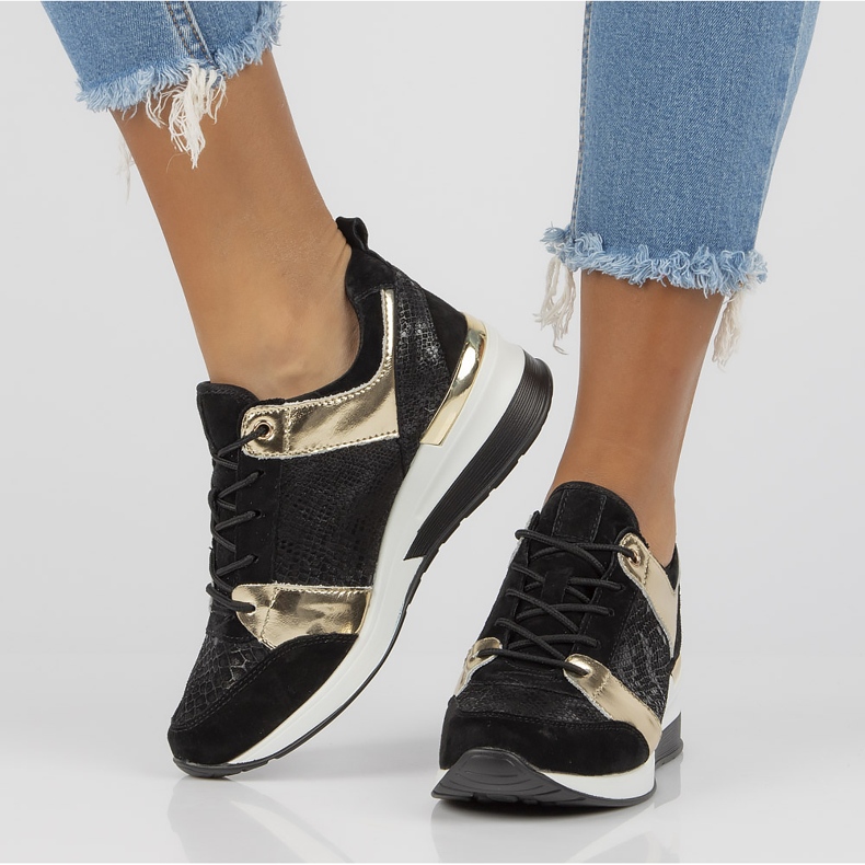 Lädersneakers Filippo DP3170 / 21 Go svart guld 2