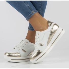 Lädersneakers Filippo DP3407 / 21 Wh vita gyllene 1