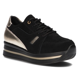 Lädersneakers Filippo DP3407 / 21 Bk Go Black svart gyllene 1