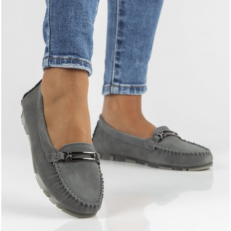 Läder loafers Filippo DP1202 / 22 Gr grå 2