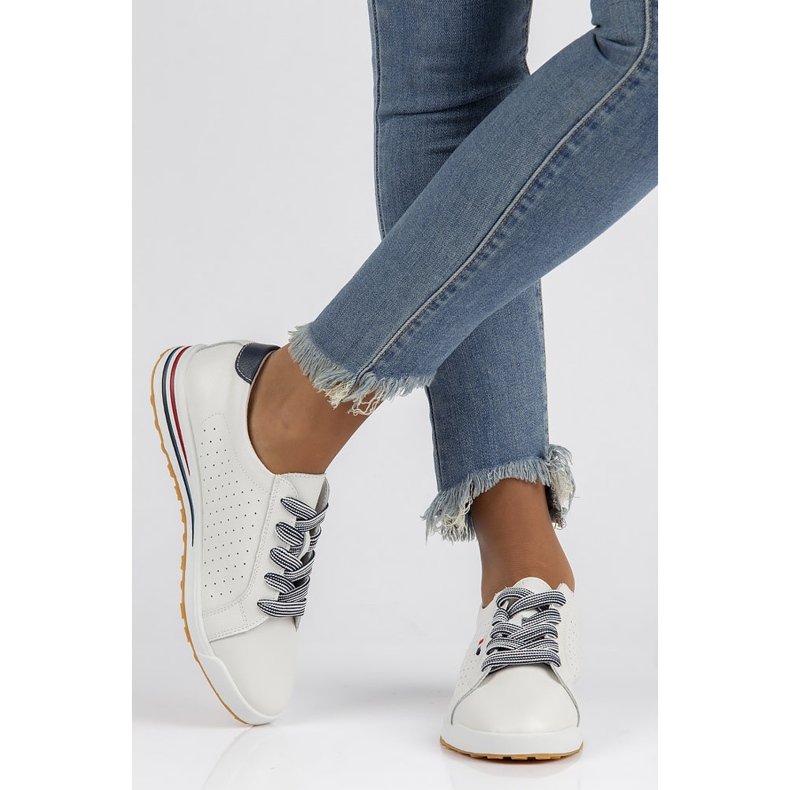 Läderskor Filippo DP3509 / 22 Wh vita 2