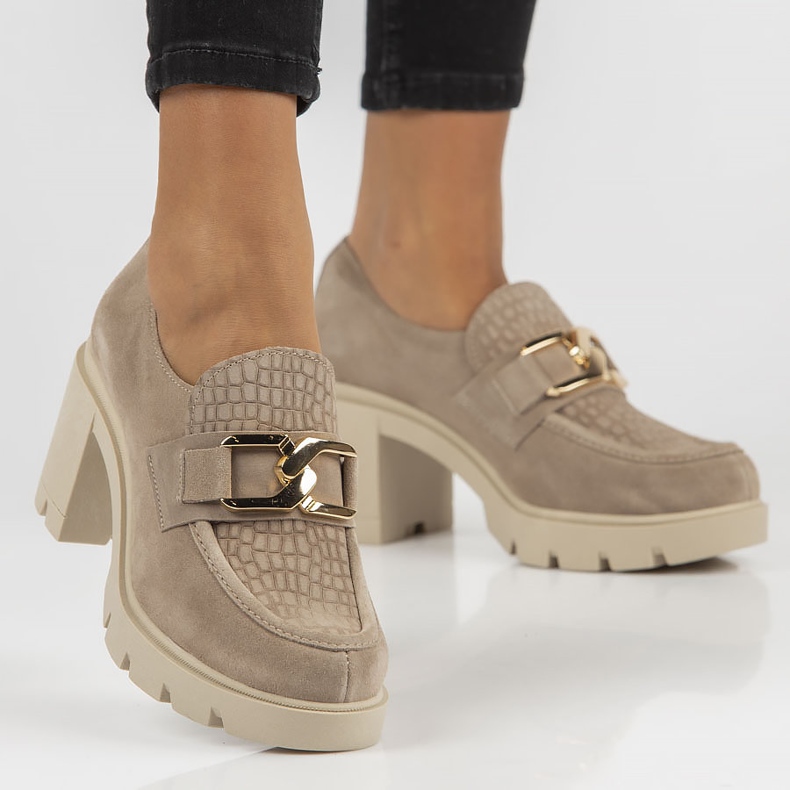 Läderskor Filippo 20097 Taupe grå 2