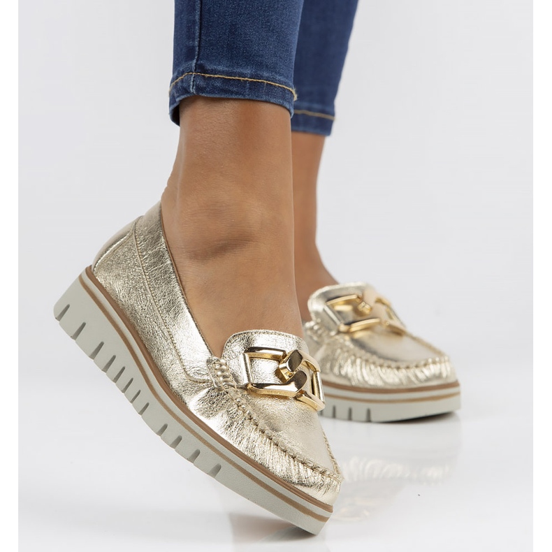 Läder loafers Filippo 10134 guld gyllene 1