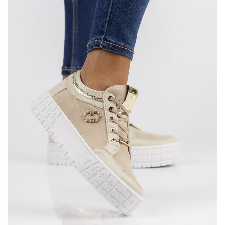 Lädersneakers Filippo 149 beige 2