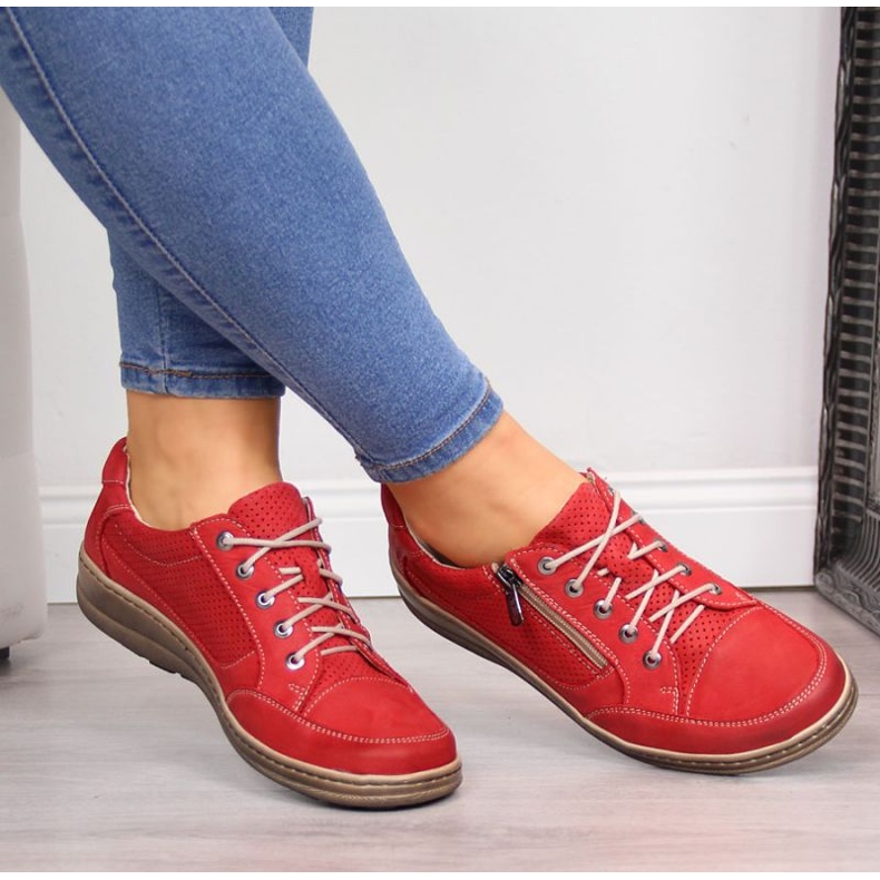 Läderskor med dragkedja Helios W H357A röd 2