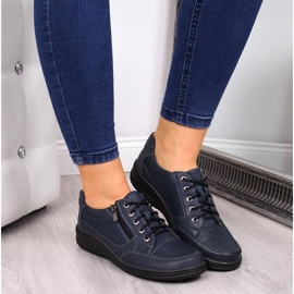 Läderskor med dragkedja Helios W H357D marinblå 2