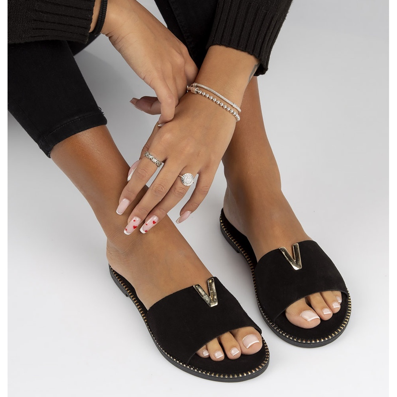 Läder Filippo LH-200 tofflor svarta 2