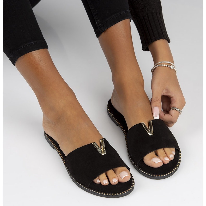 Läder Filippo LH-200 tofflor svarta 1