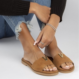 Lädertofflor Filippo LH-200 Camel brun 2