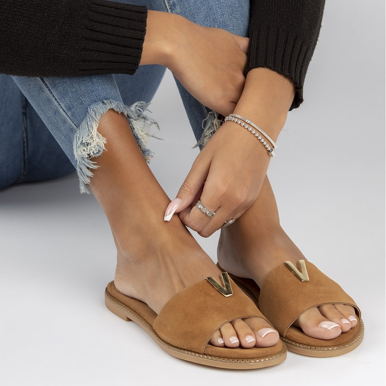 Lädertofflor Filippo LH-200 Camel brun 2