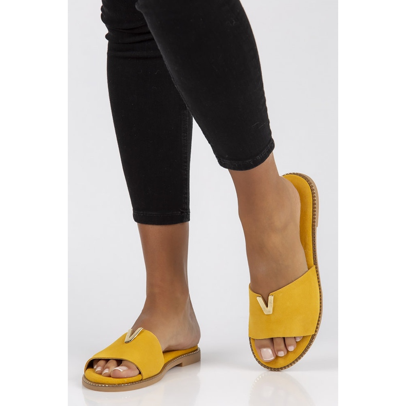 Läder Filippo LH-200 tofflor gul 1