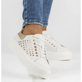 Läderskor FILIPPO DP3531 / 22 Wh vita gyllene 1