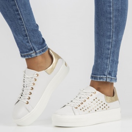 Läderskor FILIPPO DP3531 / 22 Wh vita gyllene 2