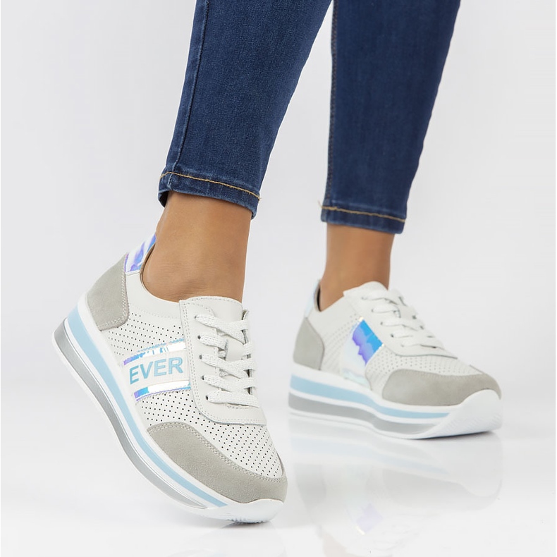 Läder Sneakers Filippo DP1414 / 22 Bl blå vit grå 1