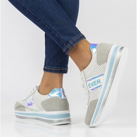 Läder Sneakers Filippo DP1414 / 22 Bl blå vit grå 2