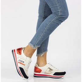 Läder Sneakers Filippo DP1414 / 22 Wh vit röd marinblå 2