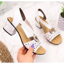 Lädersandaler med gummi Rieker W RKR433 vit 1