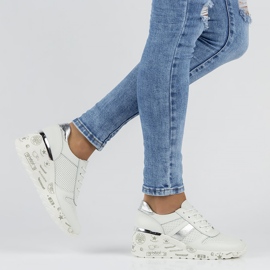 Läder Sneakers Filippo DP3550 / 22 Wh vit 2