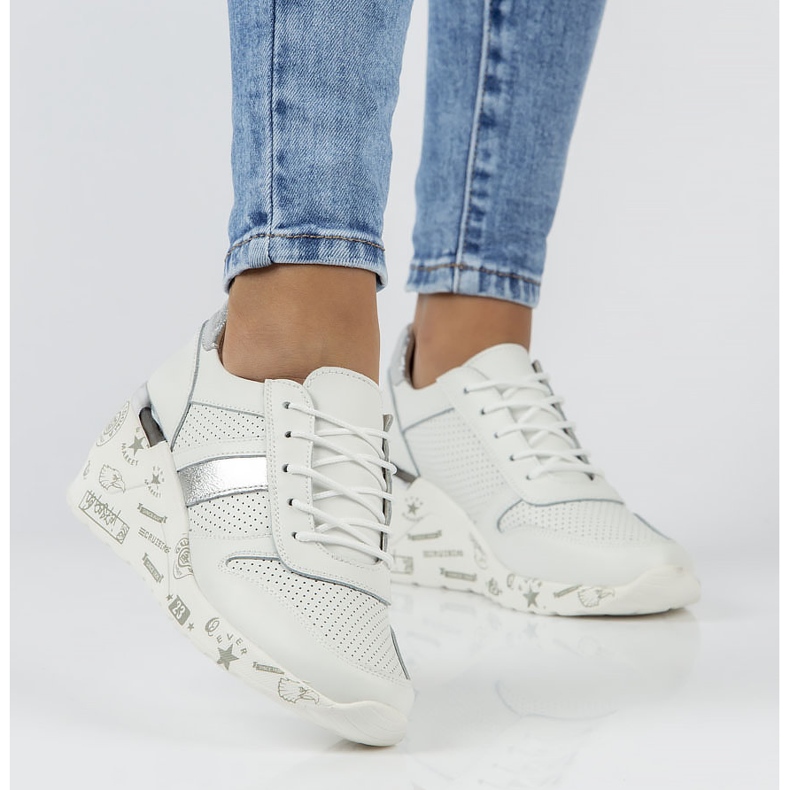 Läder Sneakers Filippo DP3550 / 22 Wh vit 1