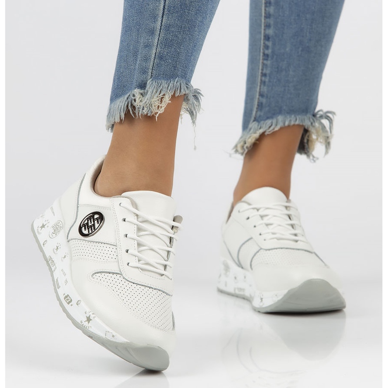 Läder Sneakers Filippo DP3542 / 22 Wh vit 2