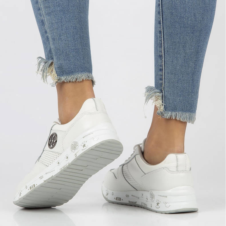 Läder Sneakers Filippo DP3542 / 22 Wh vit 1