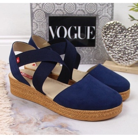 Sandaler på kilen Big Star W JJ276037 marinblå 2