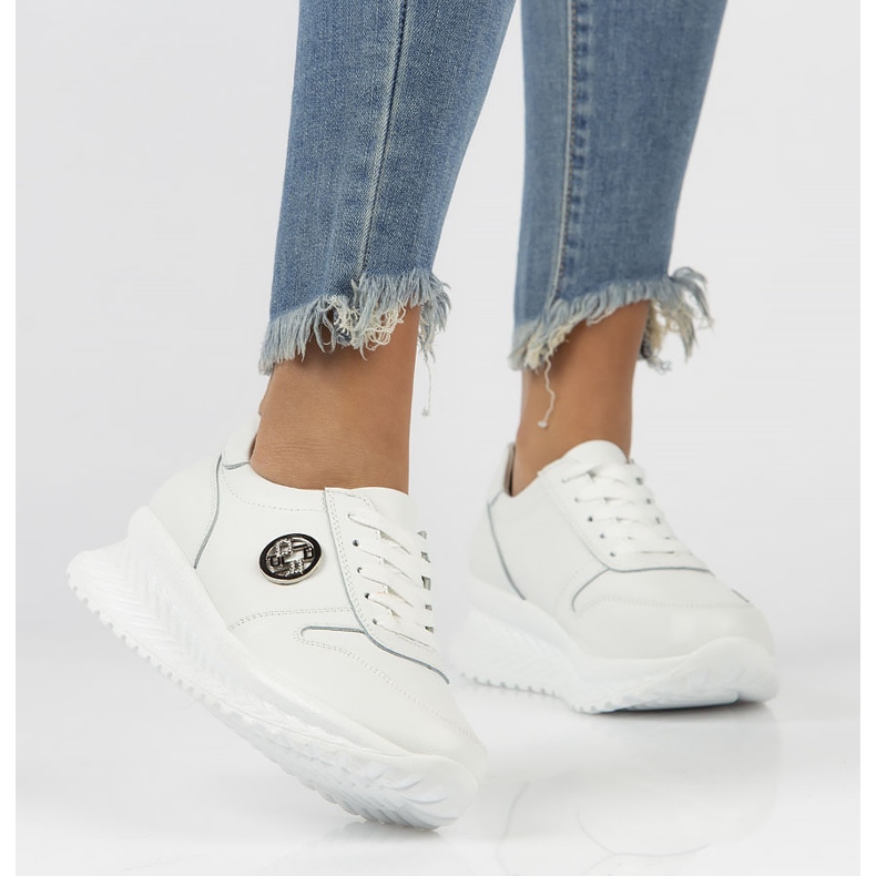 Läder Sneakers Filippo DP3547 / 22 Wh vit 1