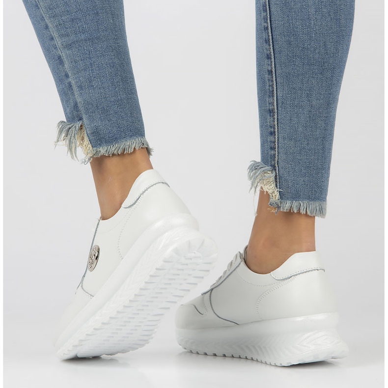 Läder Sneakers Filippo DP3547 / 22 Wh vit 2