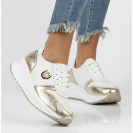 Läder Sneakers Filippo DP3547 / 22 Wh Go vit gyllene 1