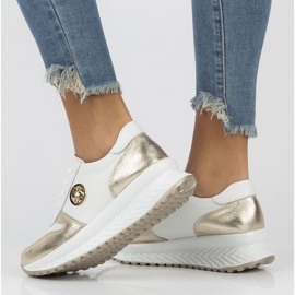 Läder Sneakers Filippo DP3547 / 22 Wh Go vit gyllene 2