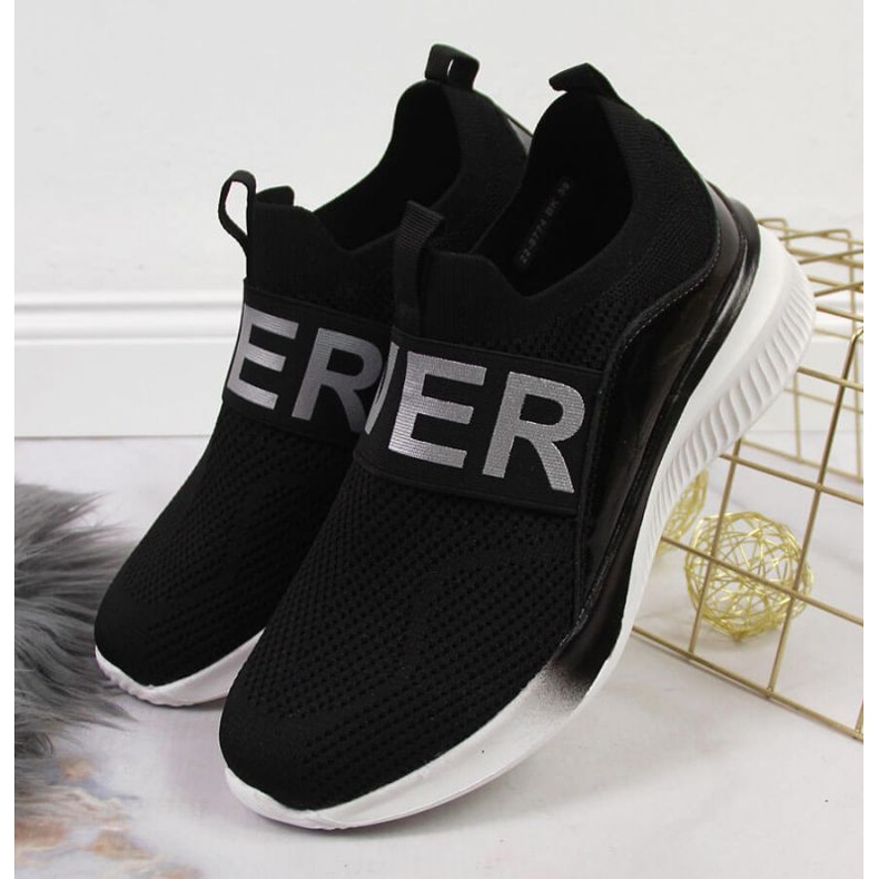 Skor strumpor slip on Vinceza W JAN122A svart 2