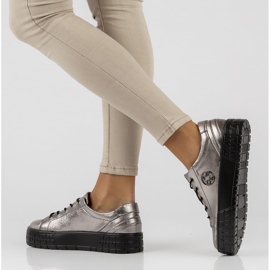 Lädersneakers FILIPPO DP3528 / 22 Gn gun metal silver- 1