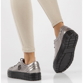 Lädersneakers FILIPPO DP3528 / 22 Gn gun metal silver- 2