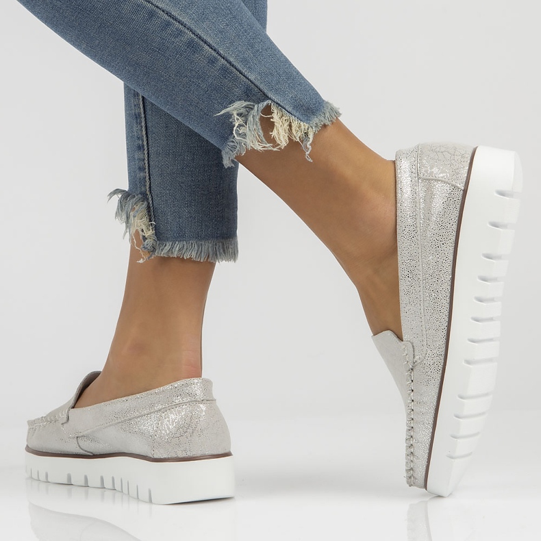 Läder loafers Filippo DP3534 / 22 Si silver silver- 1